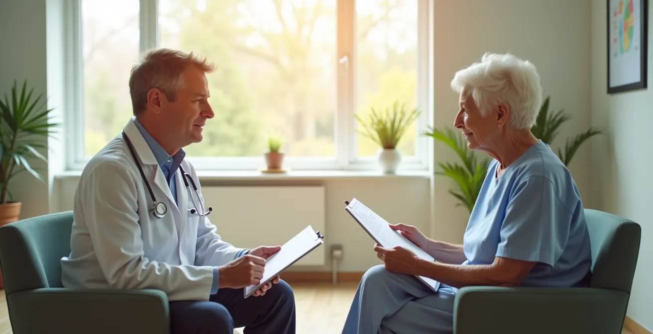 Consultation médicale pour évaluation nutritionnelle d'une personne âgée