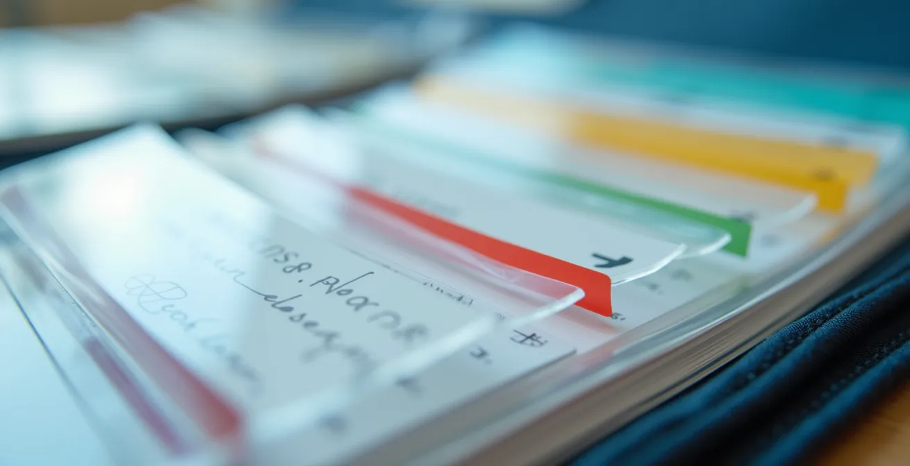 Pochette organisée avec compartiments pour documents médicaux essentiels