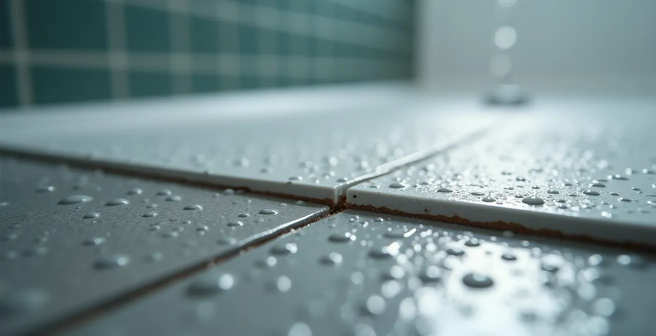 Vue en coupe d'un receveur de douche parfaitement encastré sans ressaut